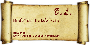 Bródi Letícia névjegykártya